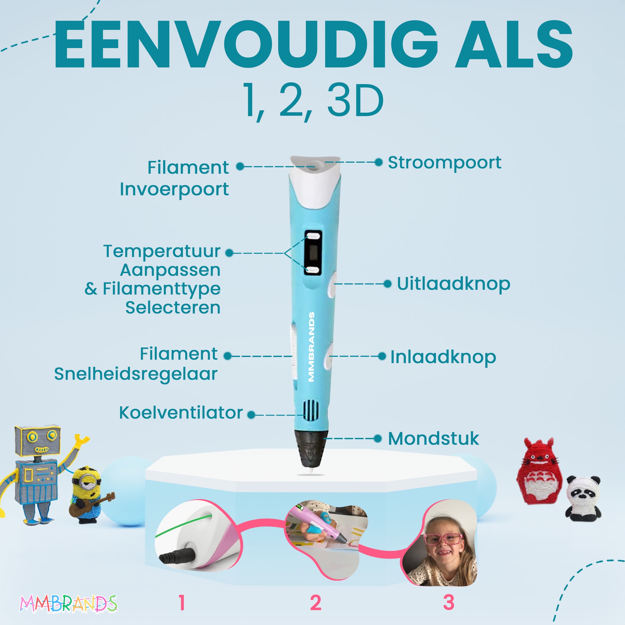 3D Pen Starterspakket - 10 Kleuren Filament