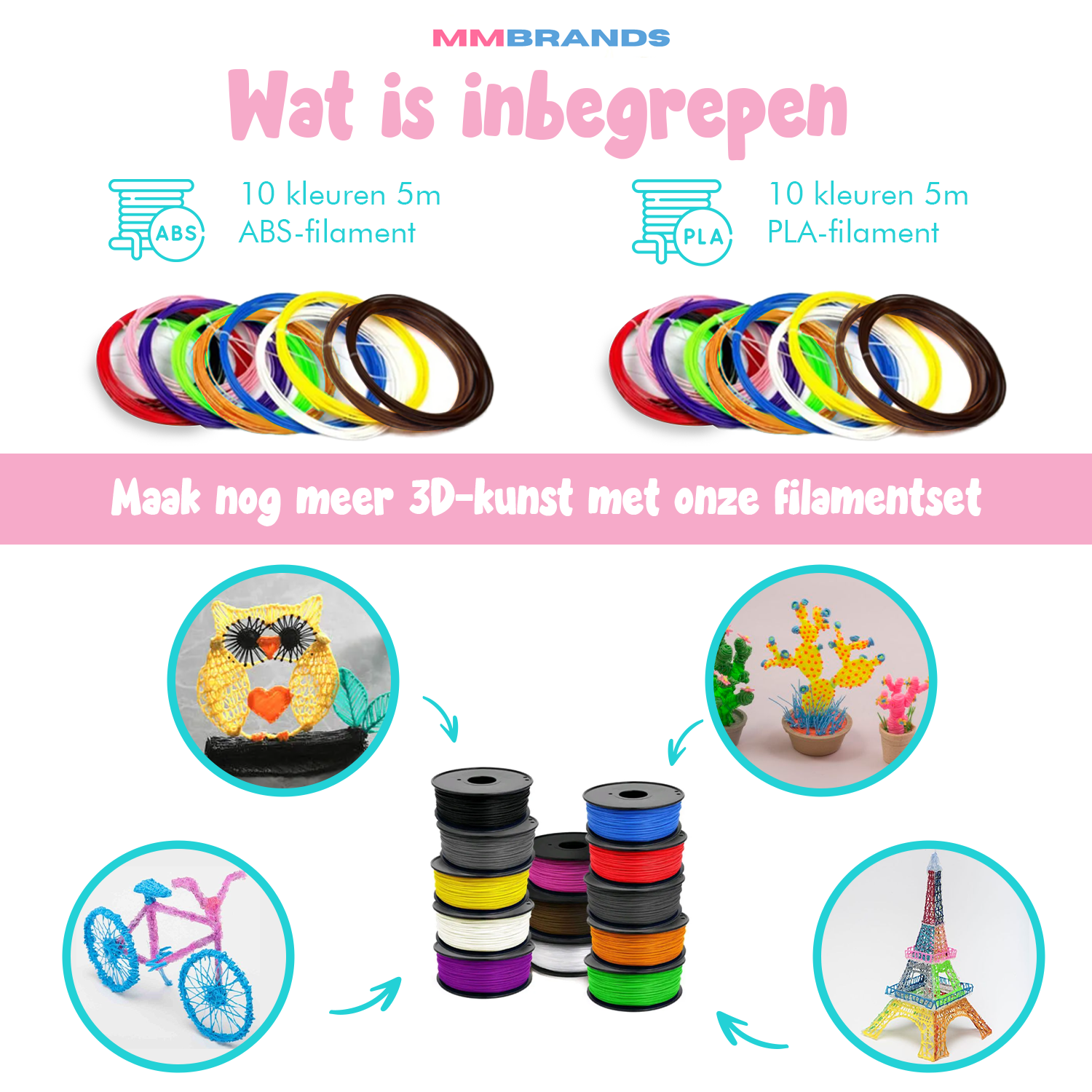 Recarga de filamento - 100m - 10 colores